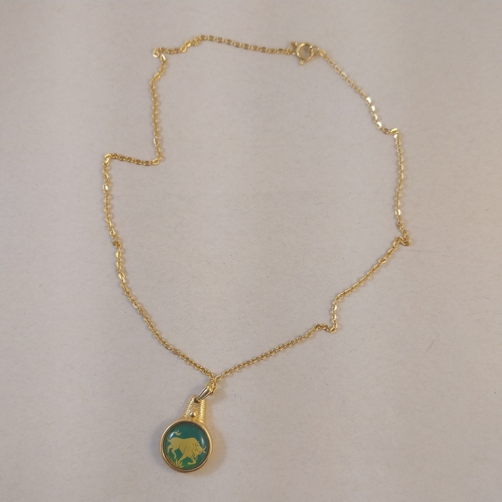 Gold Buffalo Pendant Necklace - Picture 7 of 15